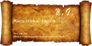 Macsicska Imola névjegykártya